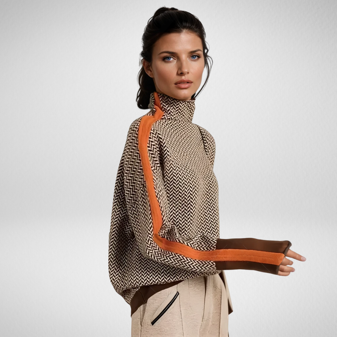 Clémence | Roll neck jumper with contrasting stripes