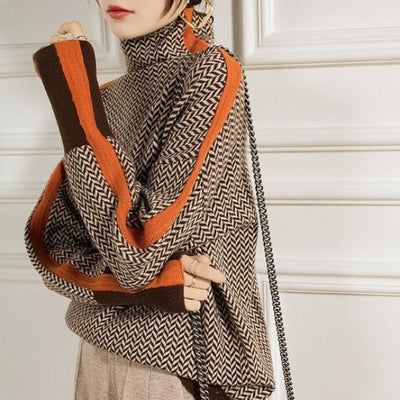 Clémence | Roll neck jumper with contrasting stripes